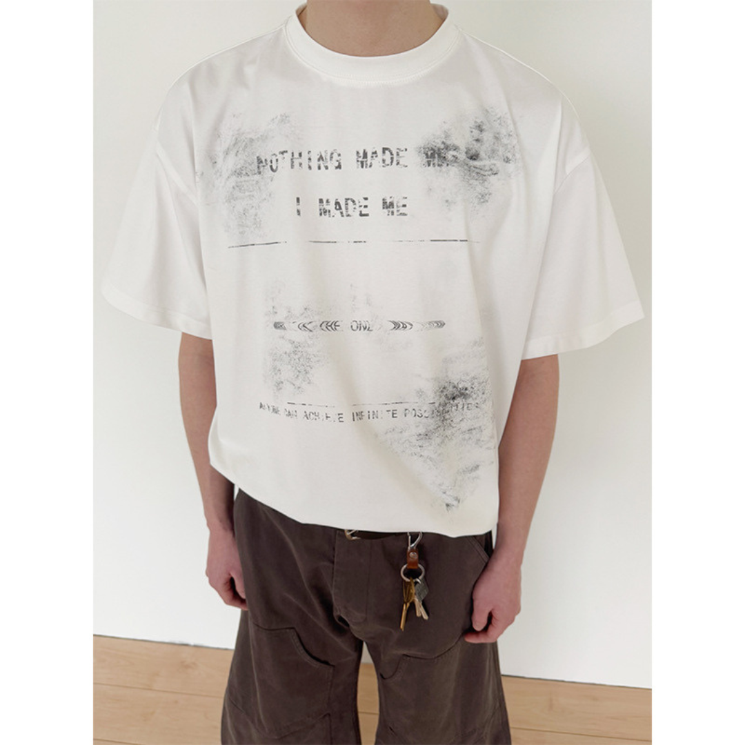 【I MADE ME】ダーティ プリントTシャツ N237
