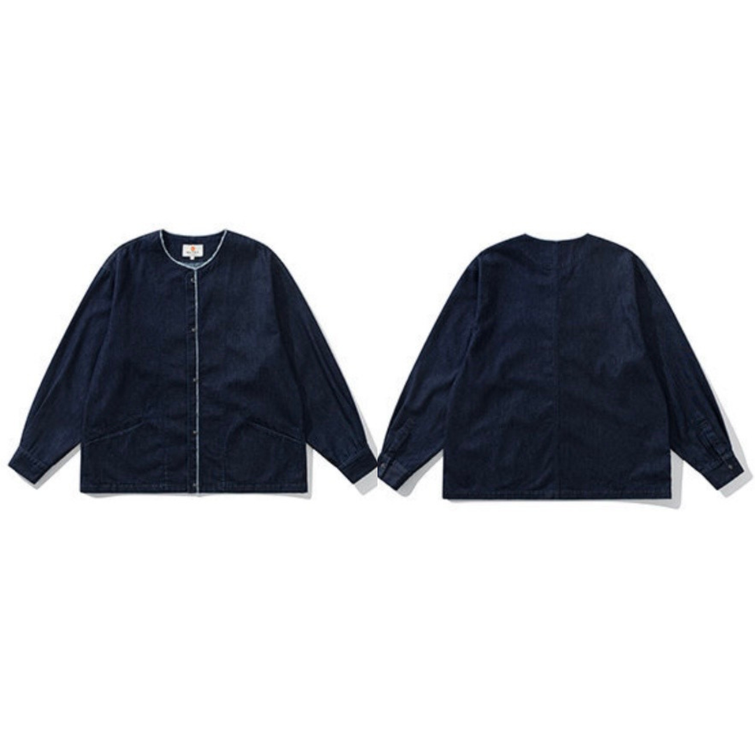 デニム ノーカラー カーディガン N1260