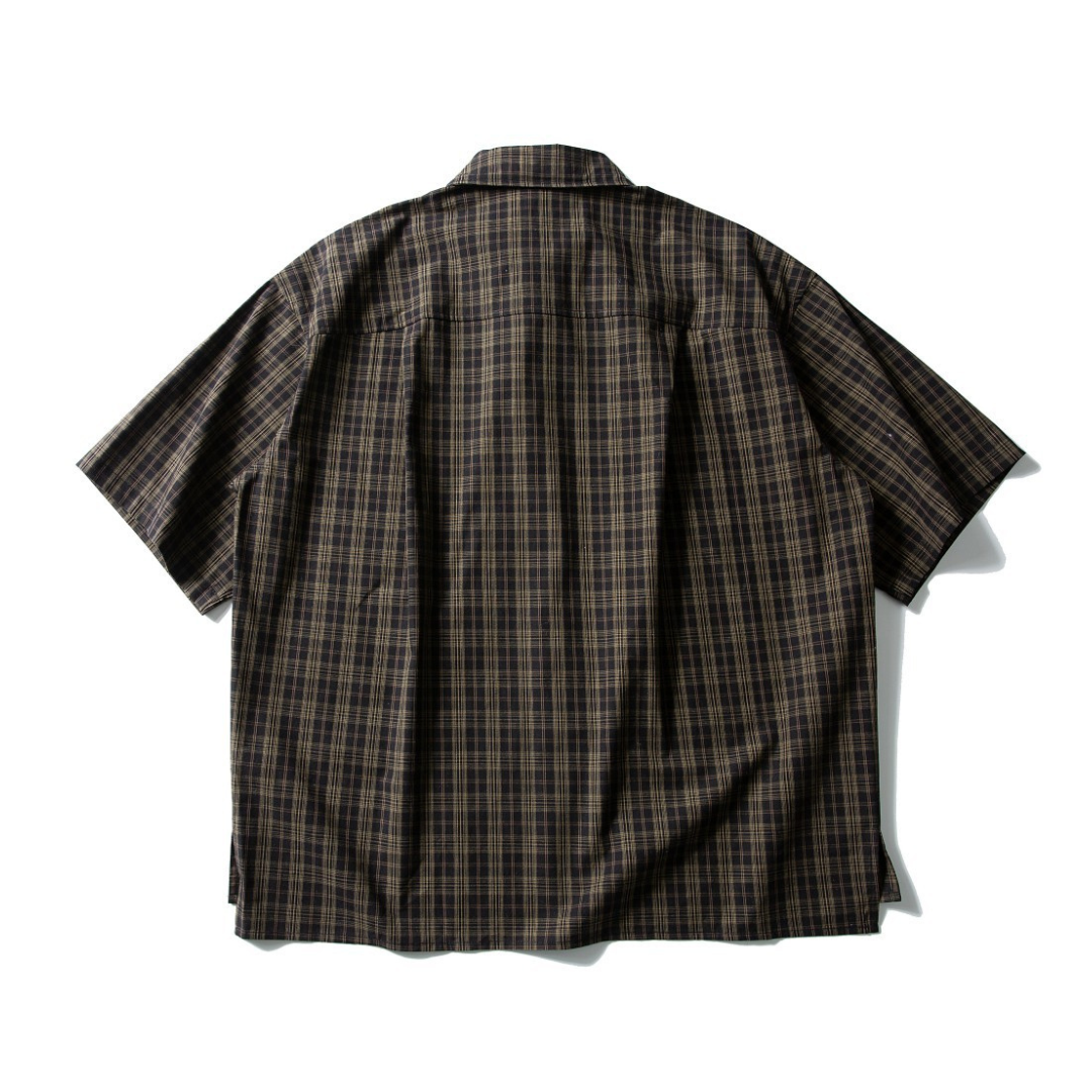レトロチェック ポリエステル 半袖シャツ N438