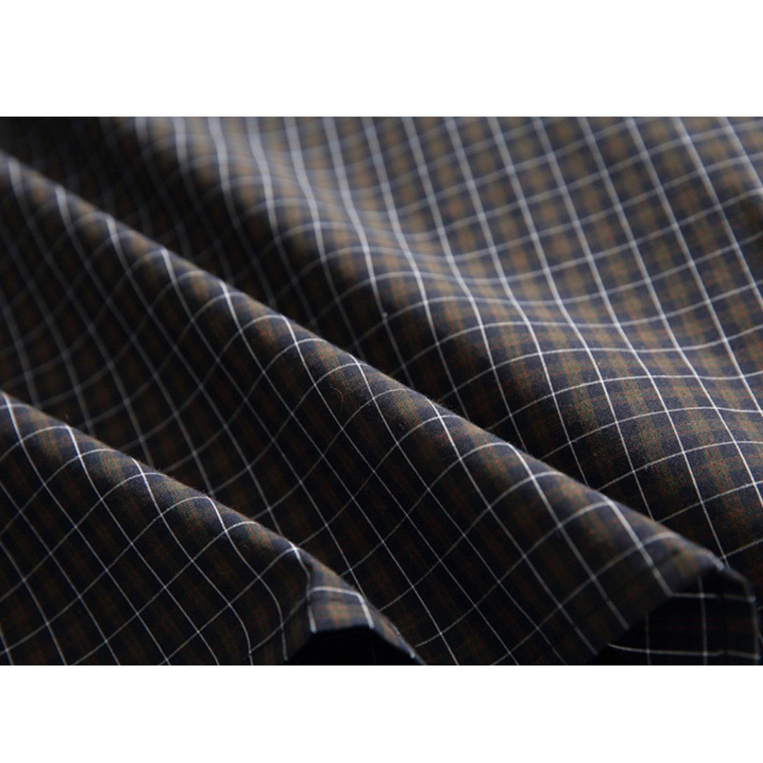 ダークタータンチェック ワンポイント 半袖シャツ N1291