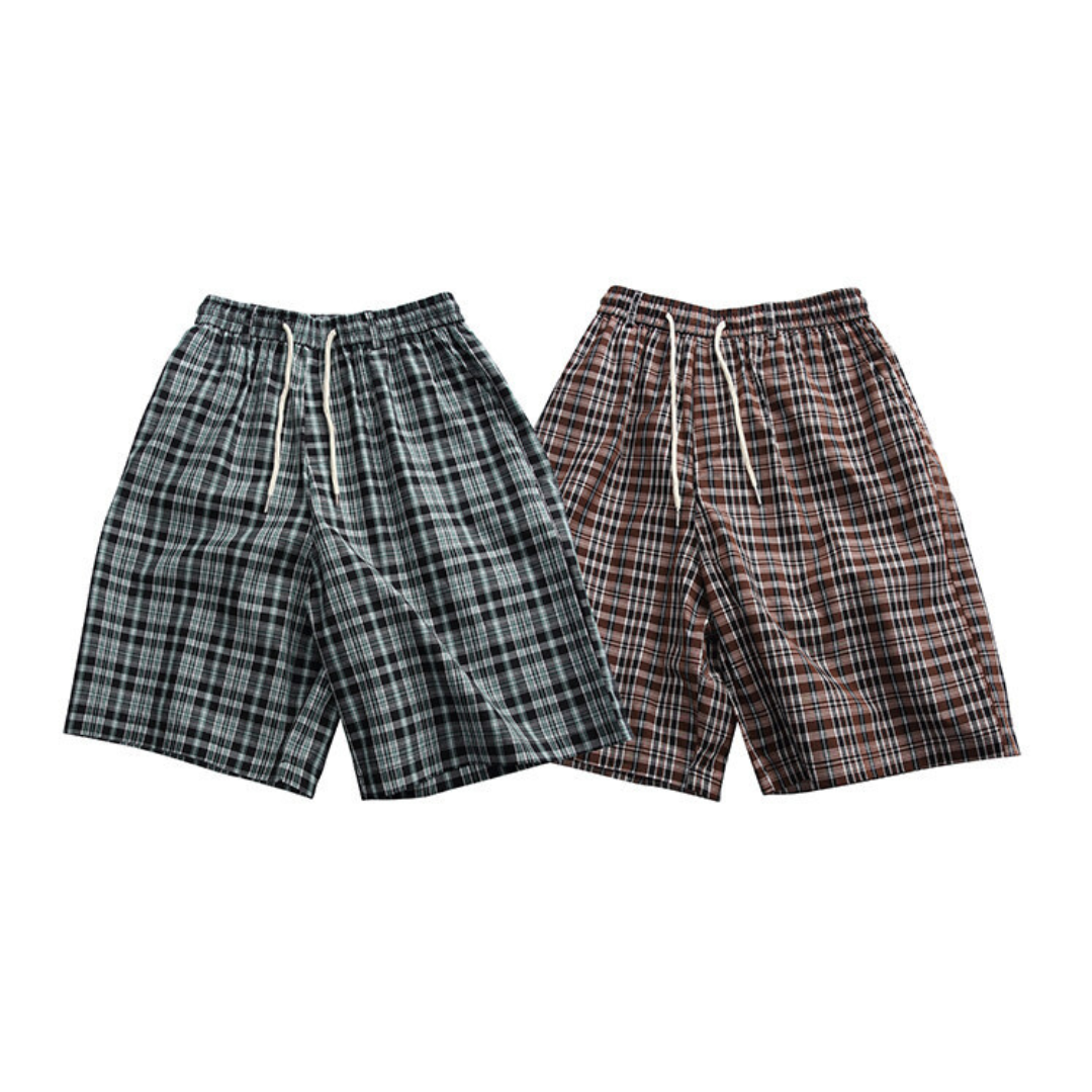 コットンチェック ワイド ショートパンツ N521