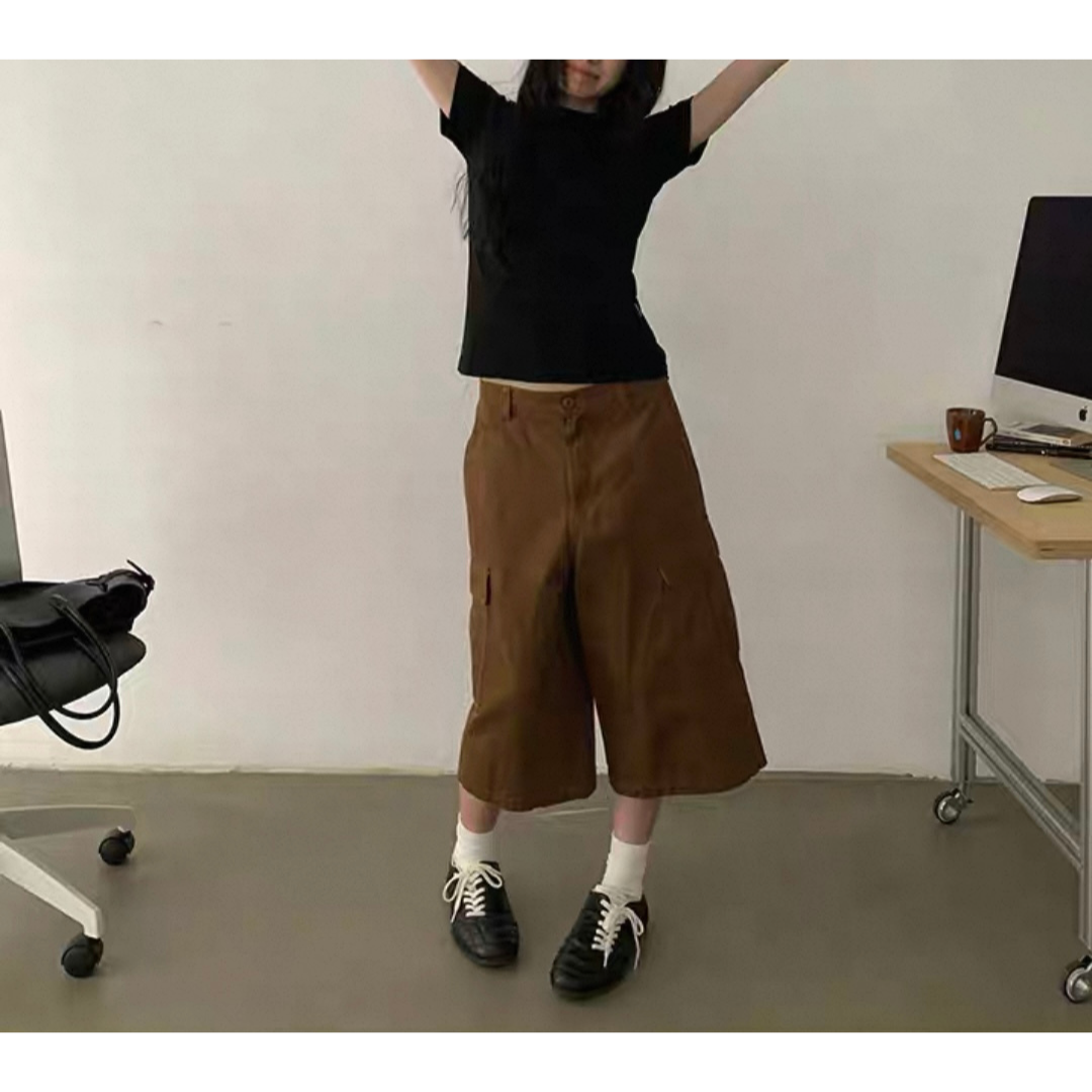 ミニヘリンボーン ワイド クロップドパンツN510
