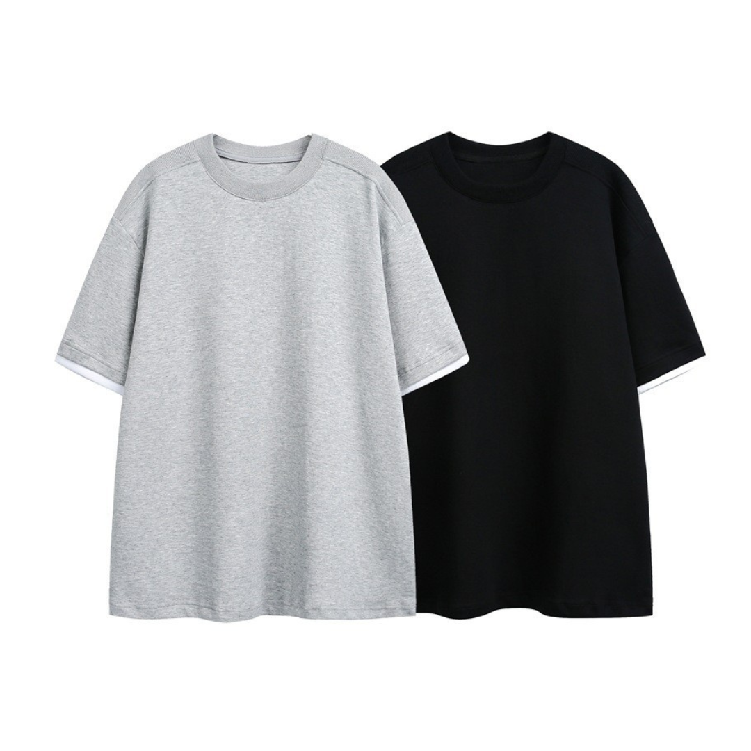 フェイクレイヤード 変形ラグランスリーブ Tシャツ N1551
