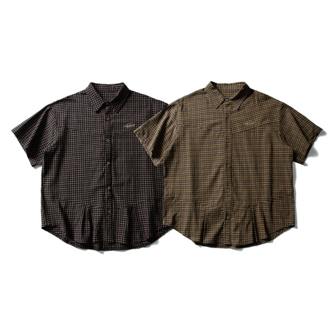 レトロチェック 切り替え 半袖シャツ N485