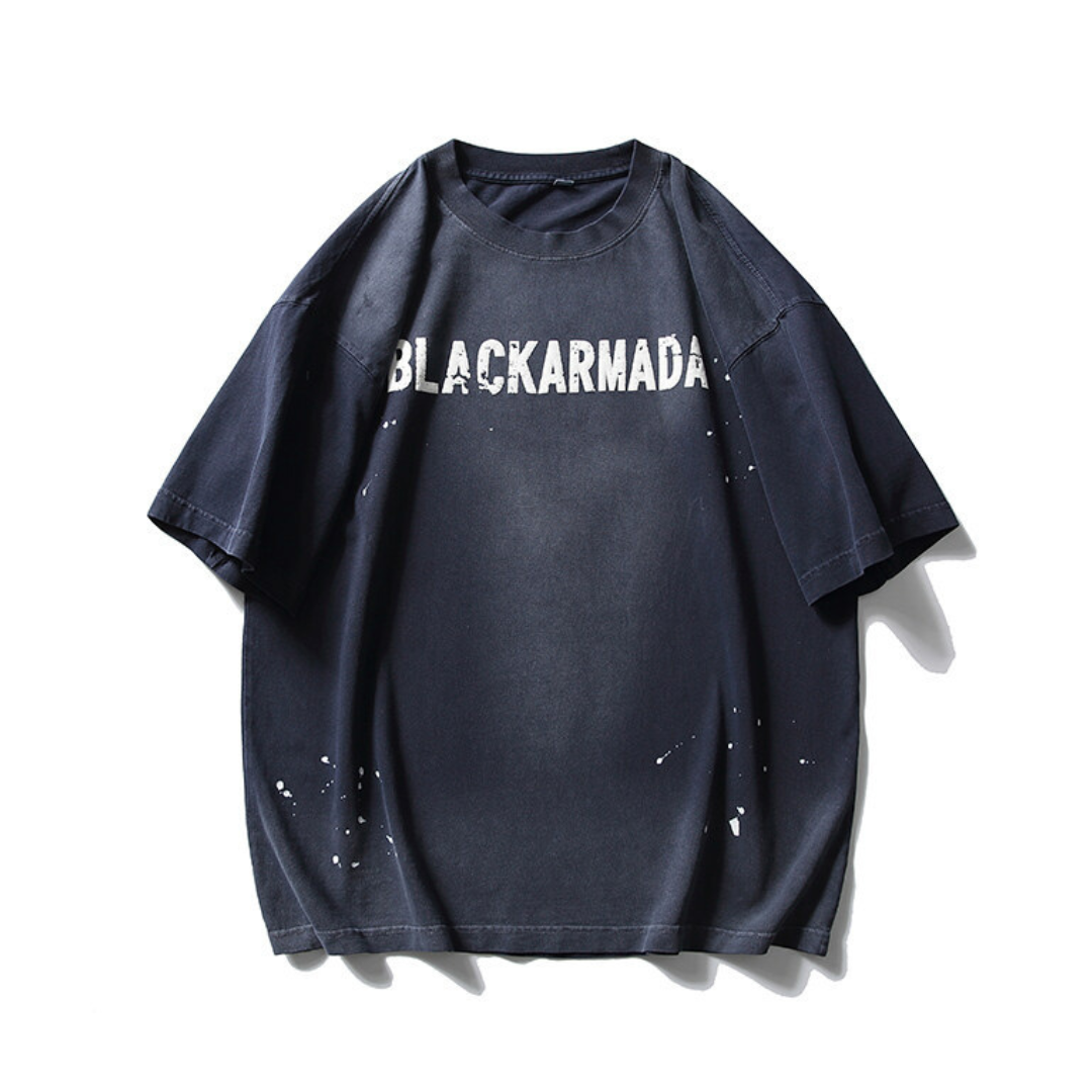 【BLACKARMADA】サンフェード ペイント プリントTシャツ N224