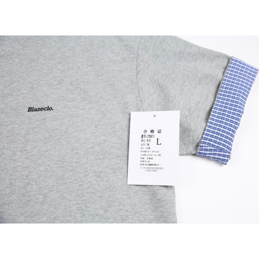 チェック ロールアップスリーブ Tシャツ N389
