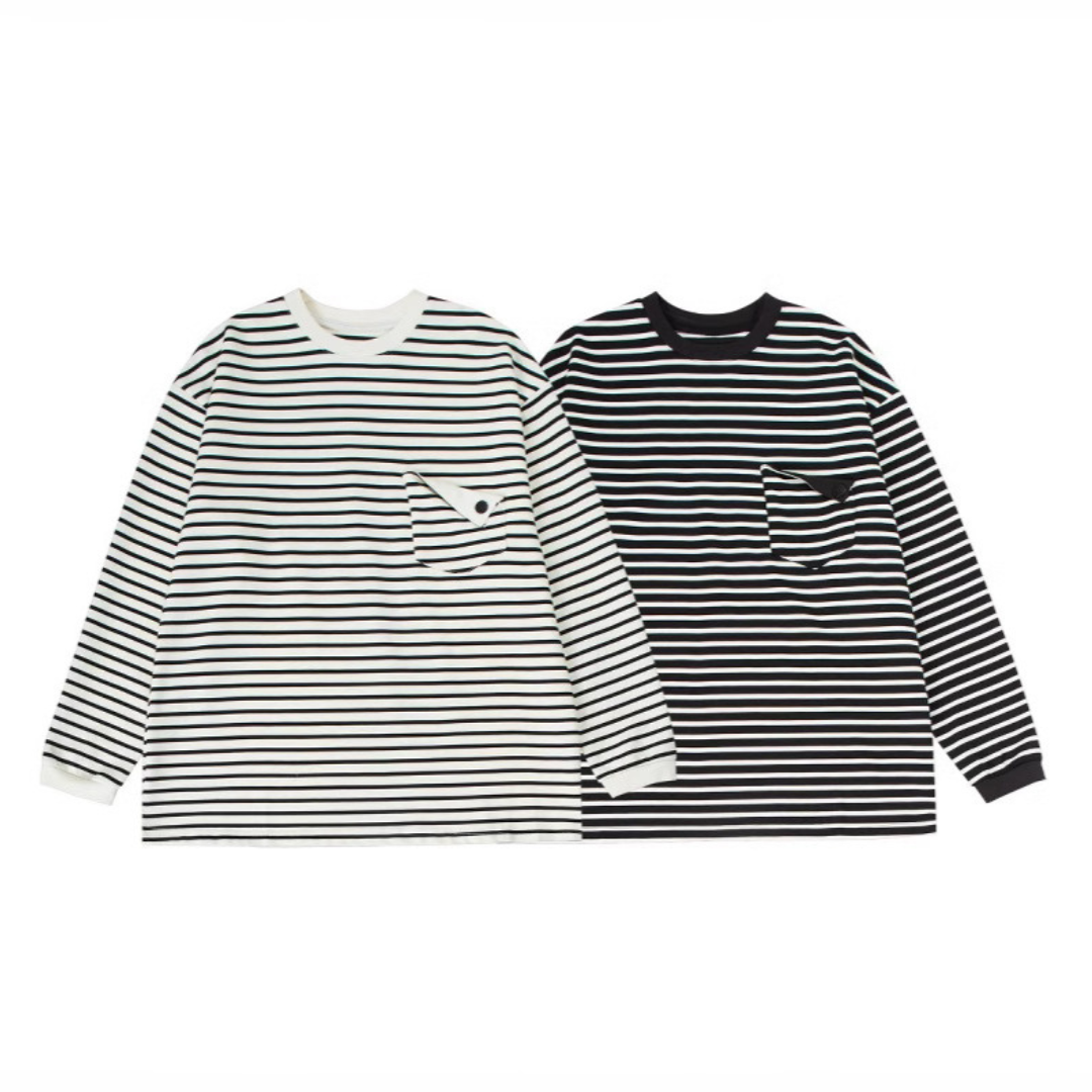 ルーズポケットボーダー ロングスリーブ Tシャツ N382