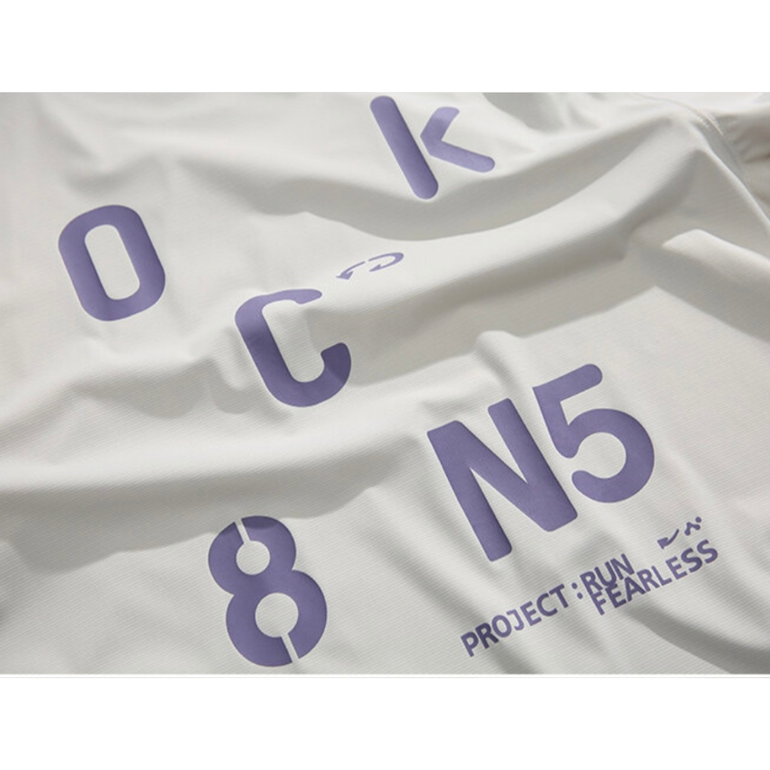 【OkC8】バックプリント ストレッチポリエステル Tシャツ N233