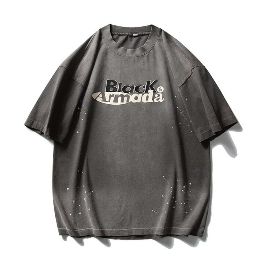 【Black Armada】ロゴプリント フェード&ペイント Tシャツ N246