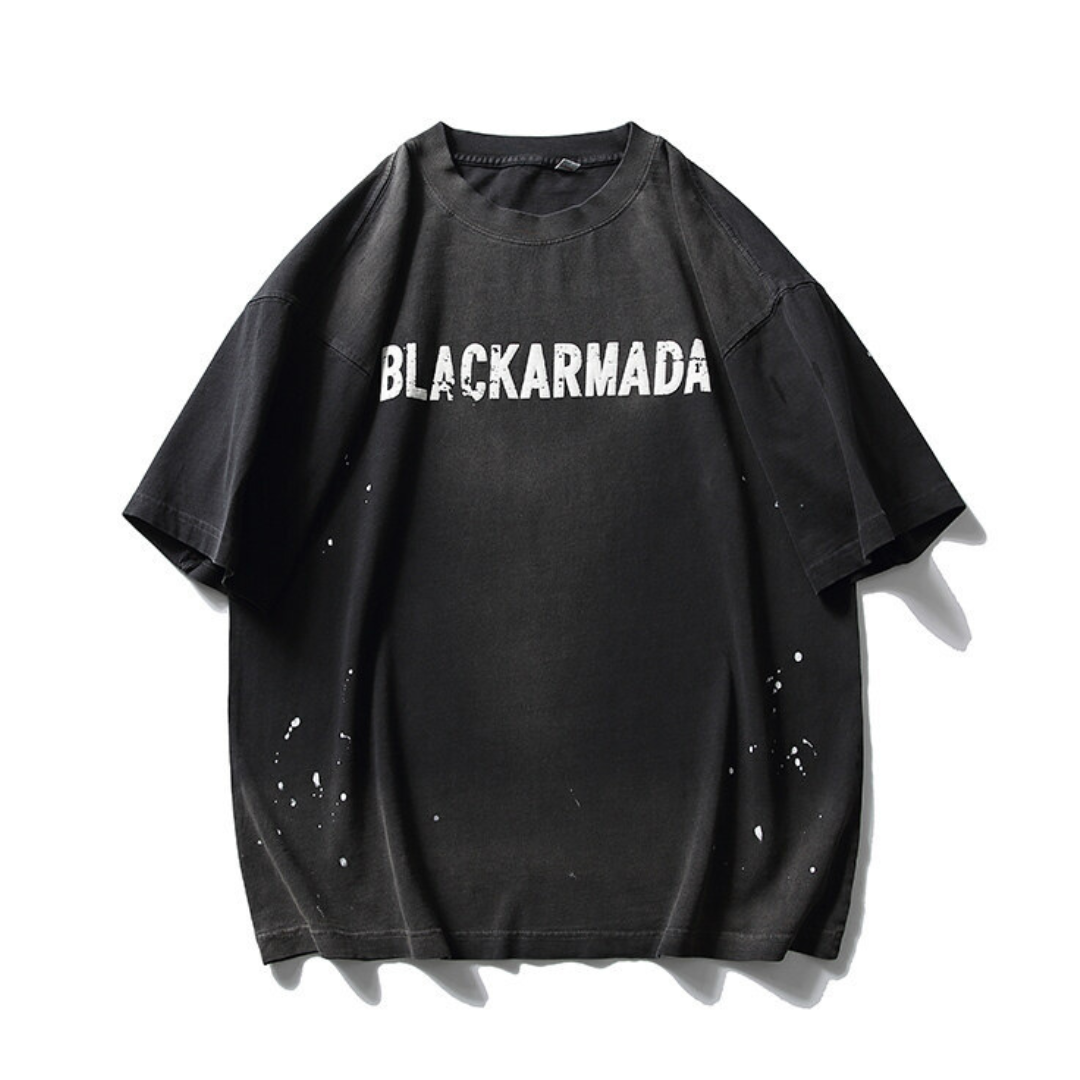 【BLACKARMADA】サンフェード ペイント プリントTシャツ N224