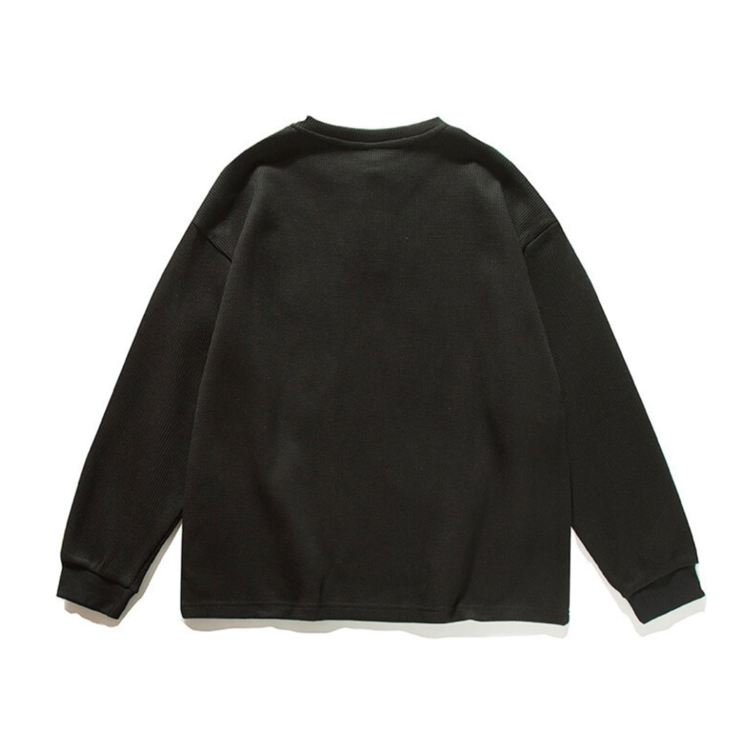 ポリコットン ワッフル ヘンリーネック長袖Tシャツ N609