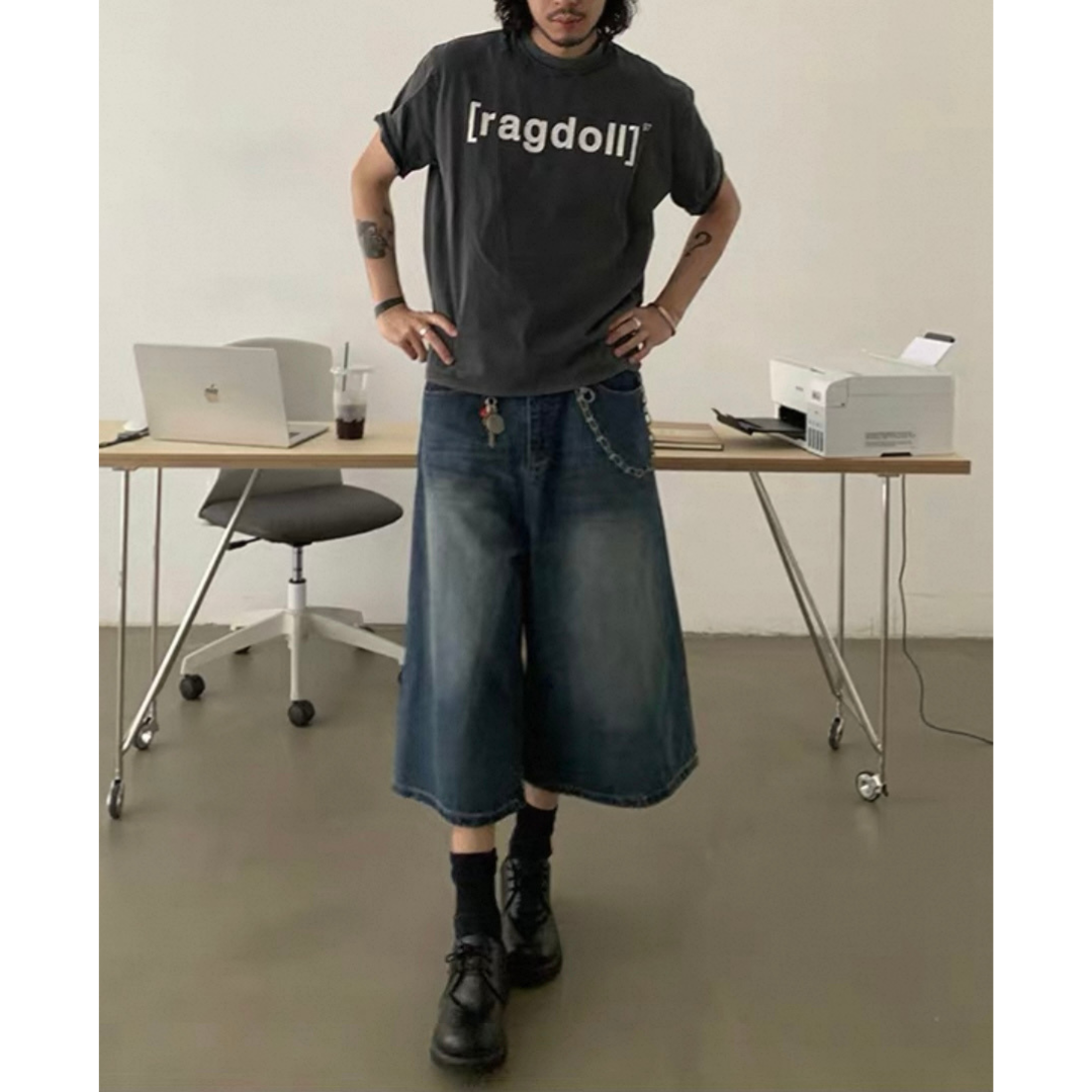 ヴィンテージウォッシュデニム ワイドクロップドパンツ N508