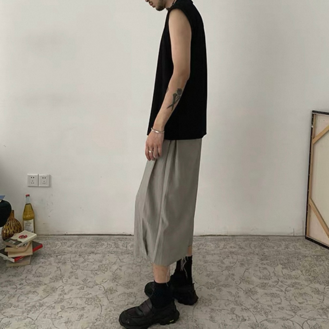 カットオフ ストレッチ ワイドクロップドパンツ N509