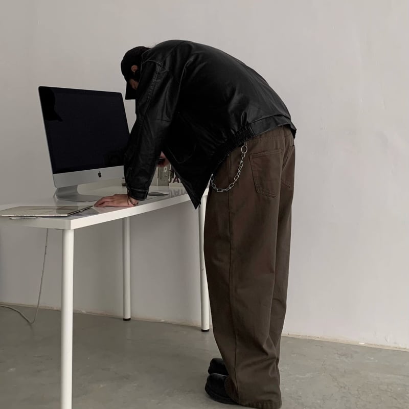 ウォッシュド ストレートワイドパンツ B604