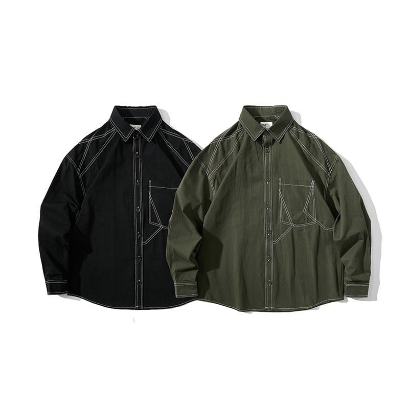 ステッチ デザイン 長袖シャツ B048