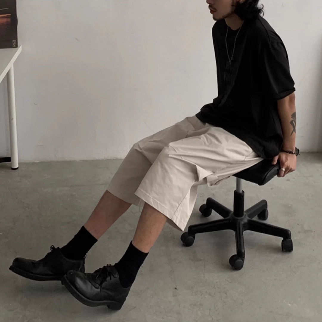 サイドタック ワイドハーフパンツ N496