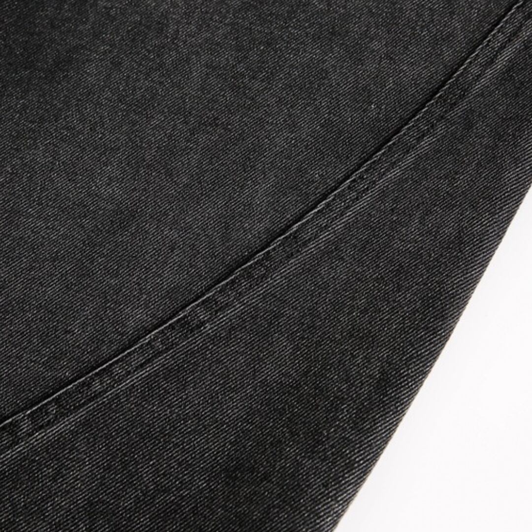 ブラックデニム ワイドストレートパンツ B622