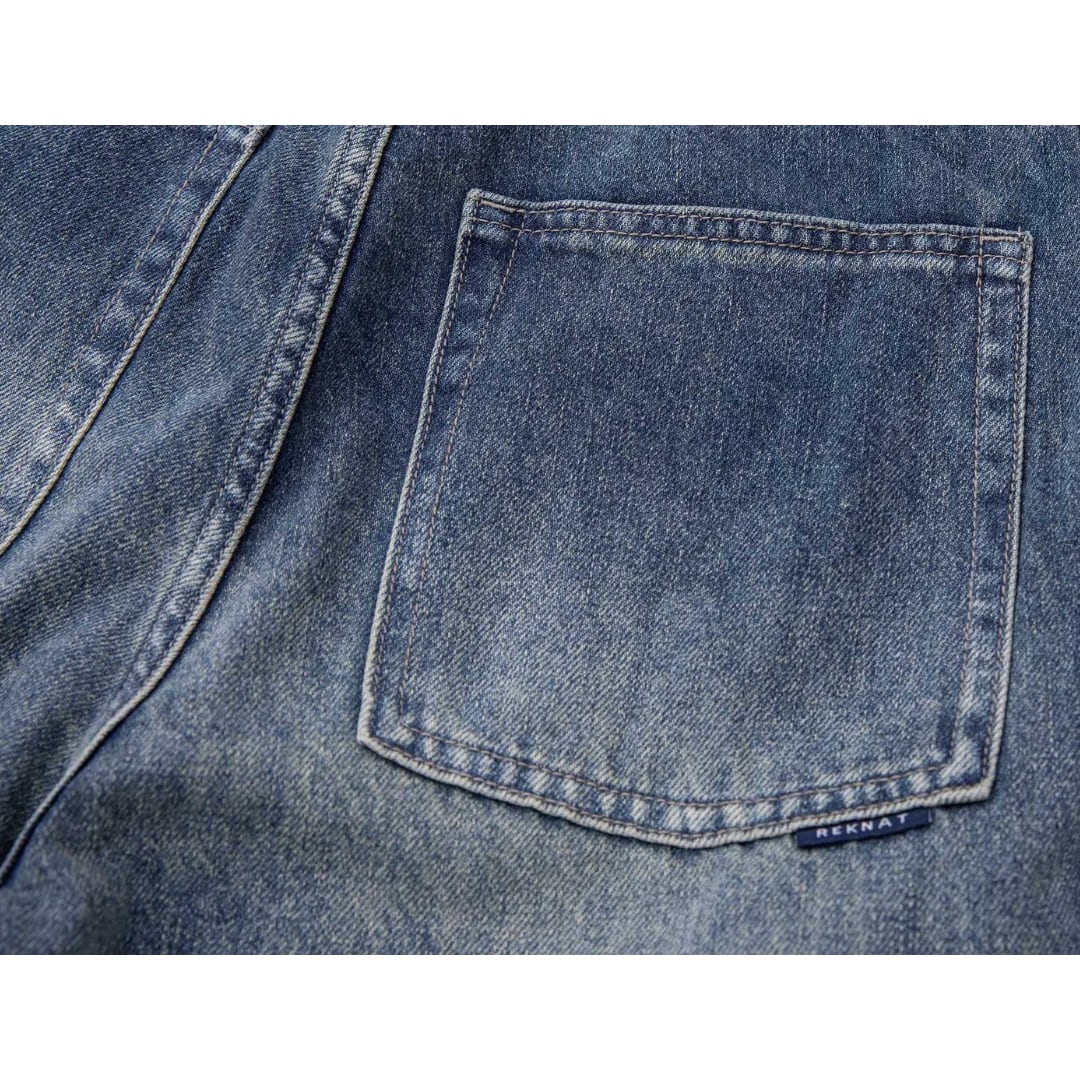 Vintageウォッシュ デニム ワイドパンツ C196