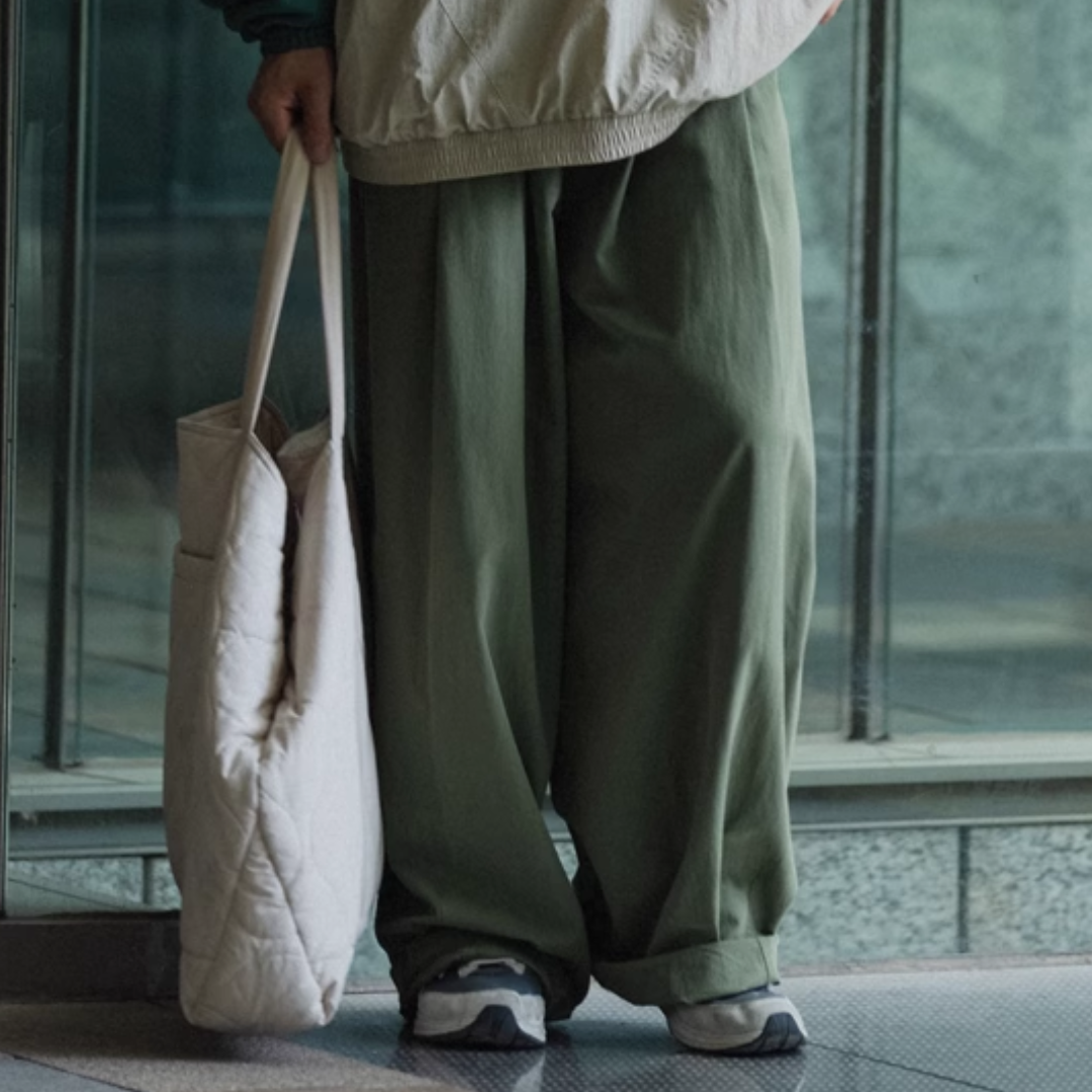リップストップ コットン ワイドストレートパンツ N272