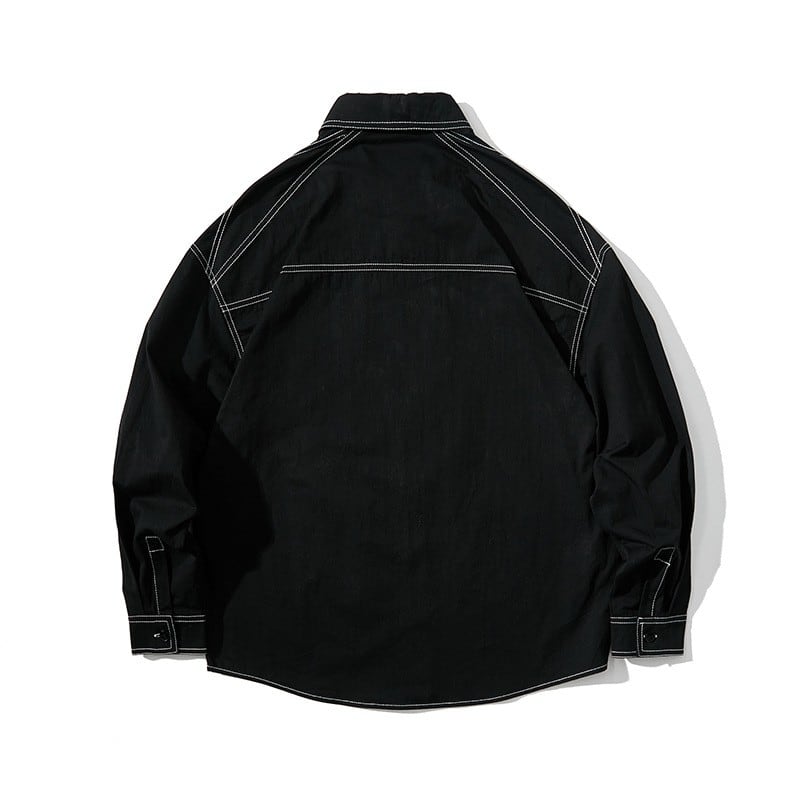 ステッチ デザイン 長袖シャツ B048