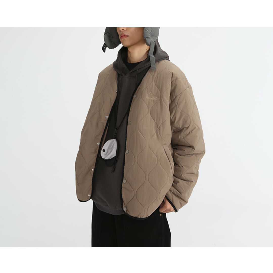 Wave quilt padded cardigan C065