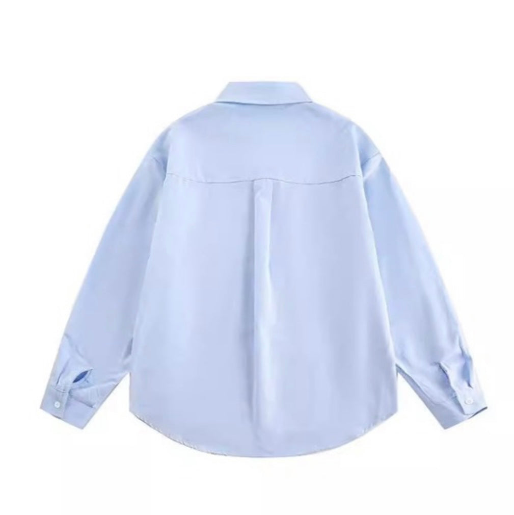 Zipper pocket broad shirt N059