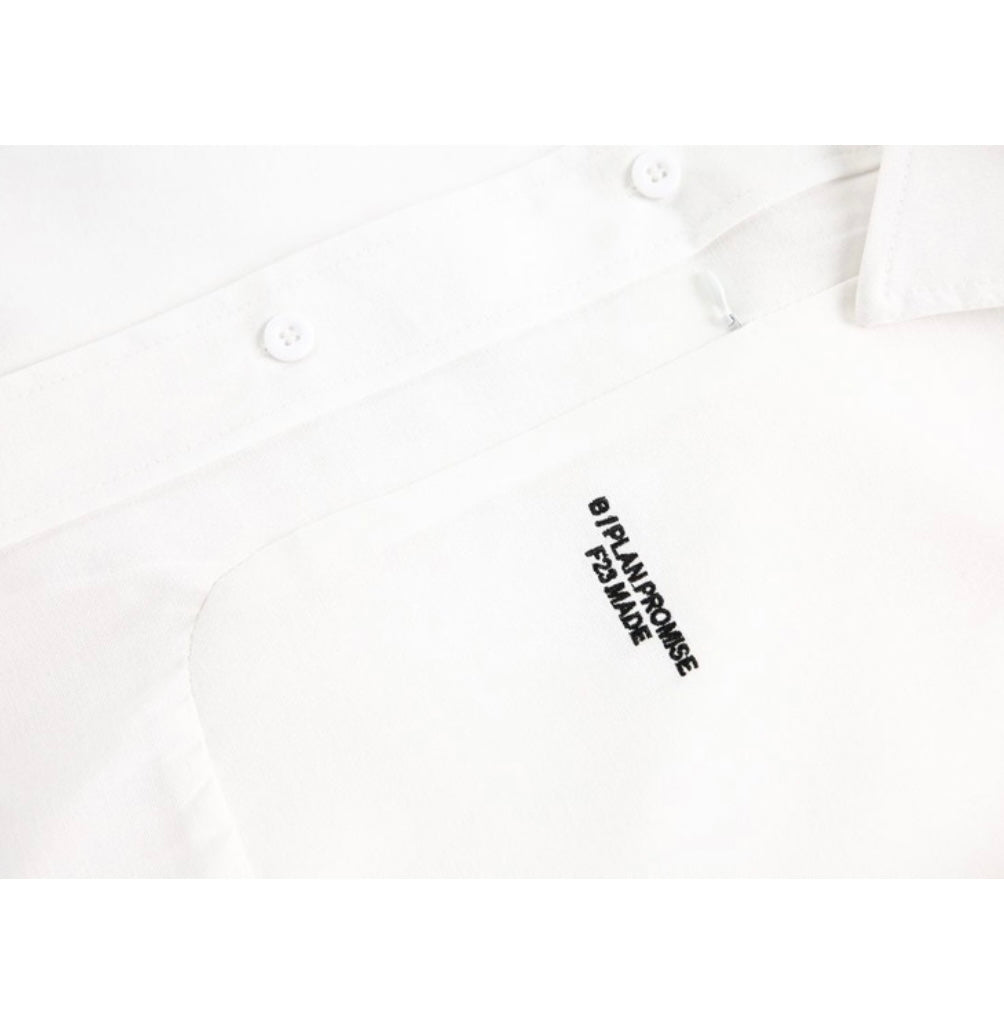 Zipper pocket broad shirt N059