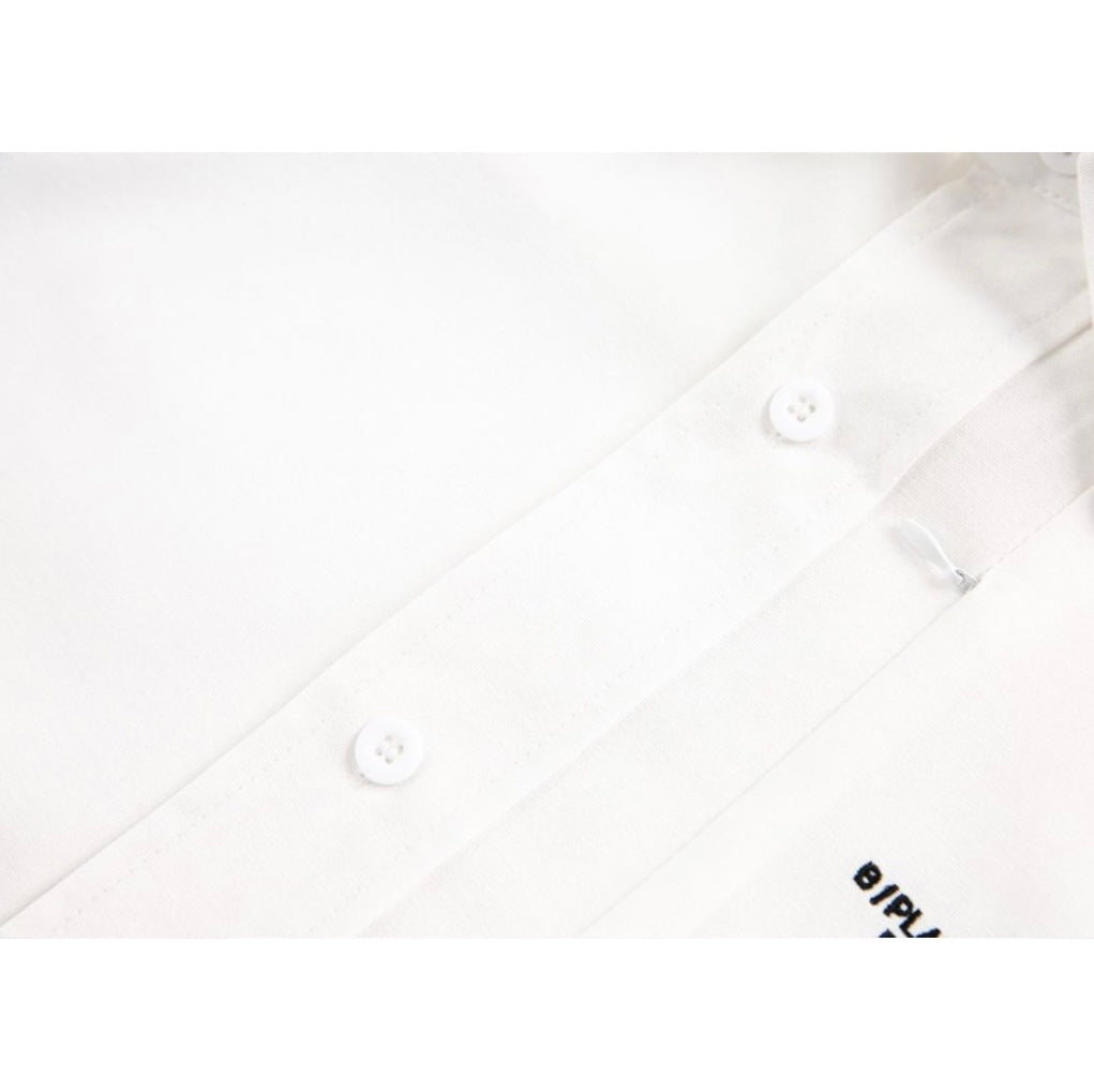 Zipper pocket broad shirt N059