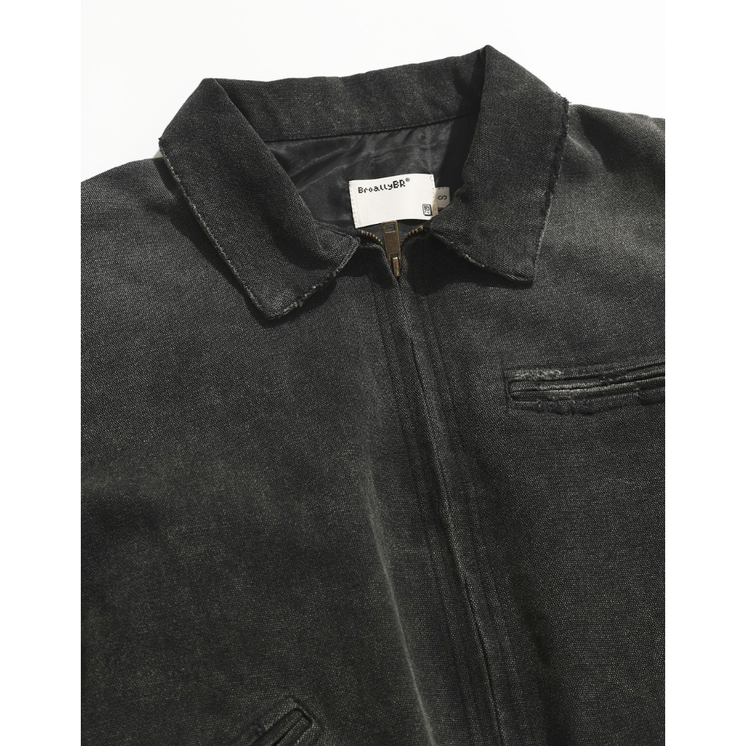 Sun-damaged hard canvas zip jacket N058