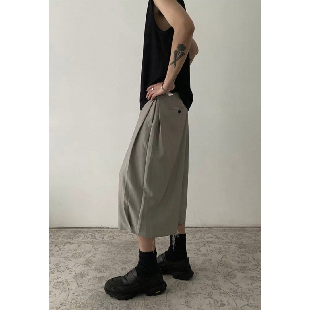 カットオフ ストレッチ ワイドクロップドパンツ N509