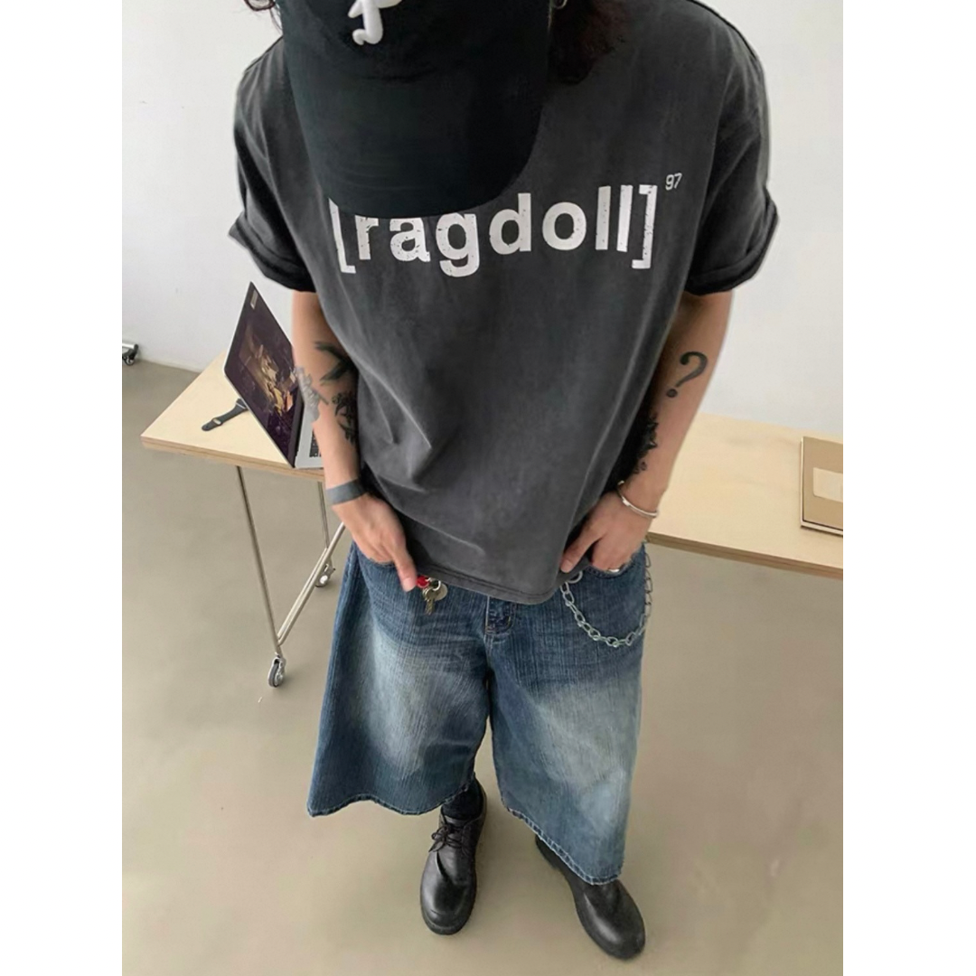 ヴィンテージウォッシュデニム ワイドクロップドパンツ N508