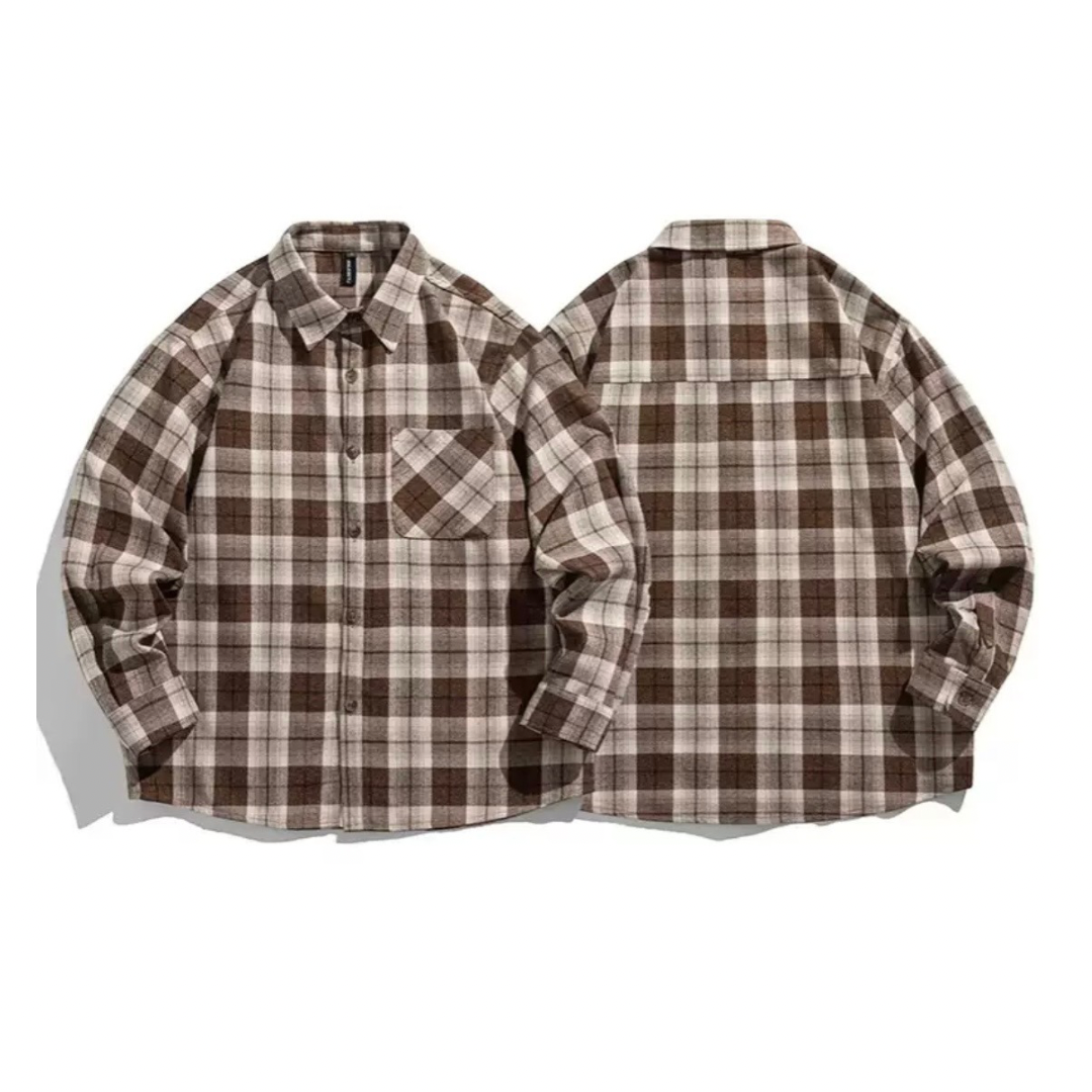 コットンポリ ヘリンボンチェック ネルシャツ N1217