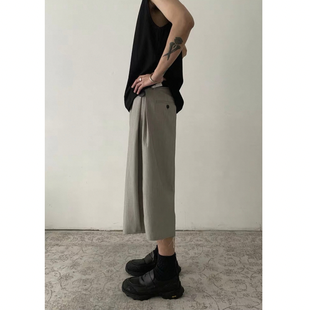 カットオフ ストレッチ ワイドクロップドパンツ N509