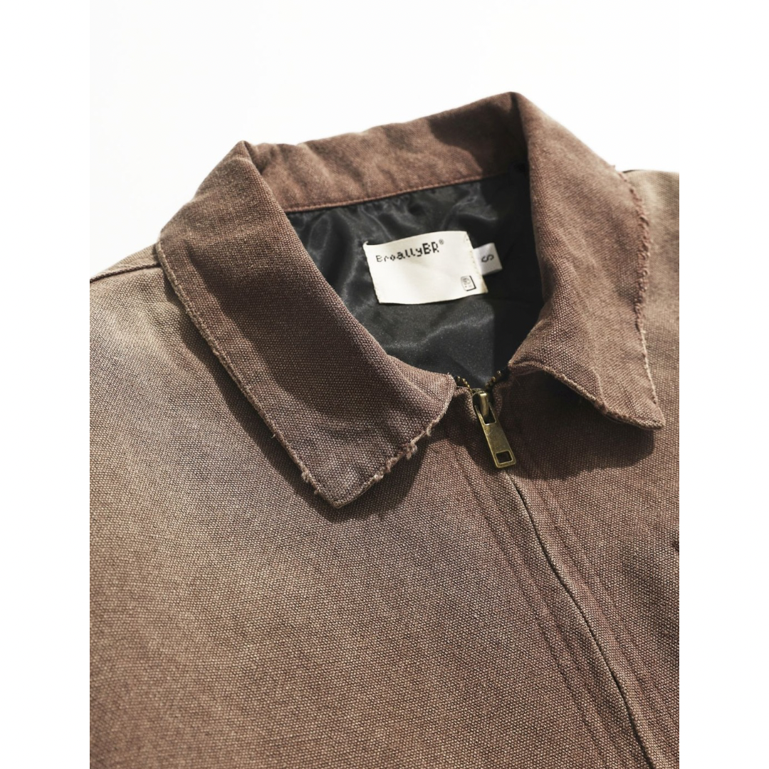 Sun-damaged hard canvas zip jacket N058