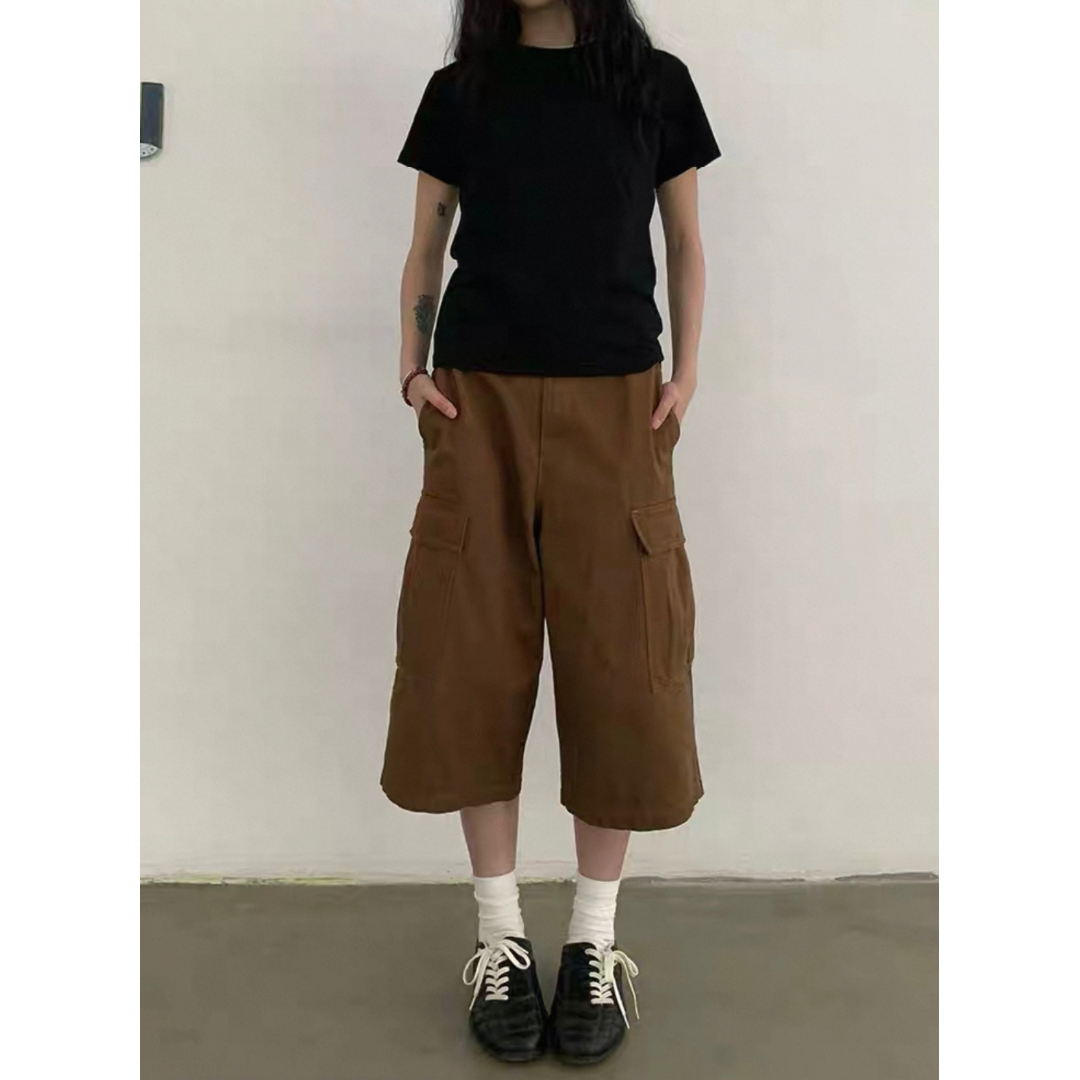 ミニヘリンボーン ワイド クロップドパンツN510
