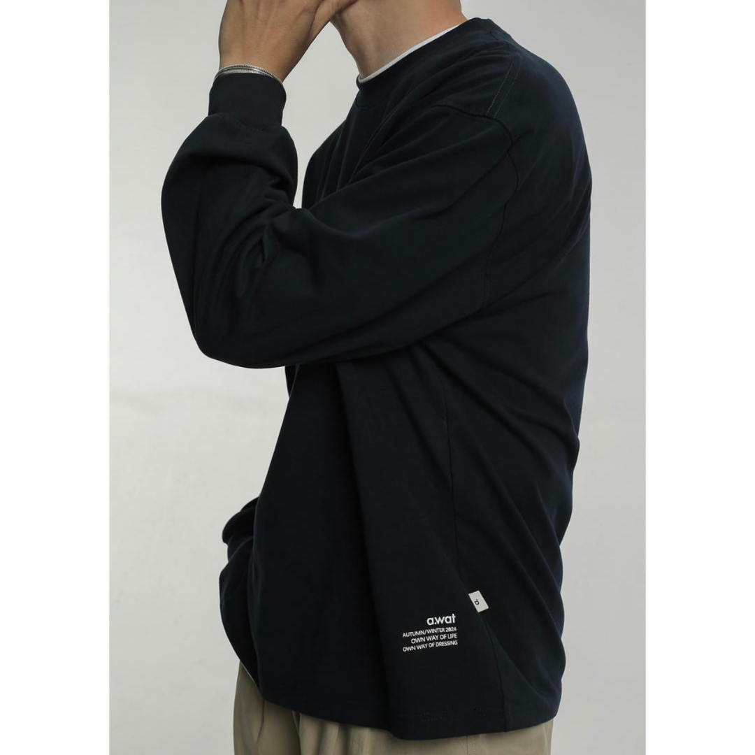 コットンポリ ヘムロゴプリント 長袖Tシャツ N793