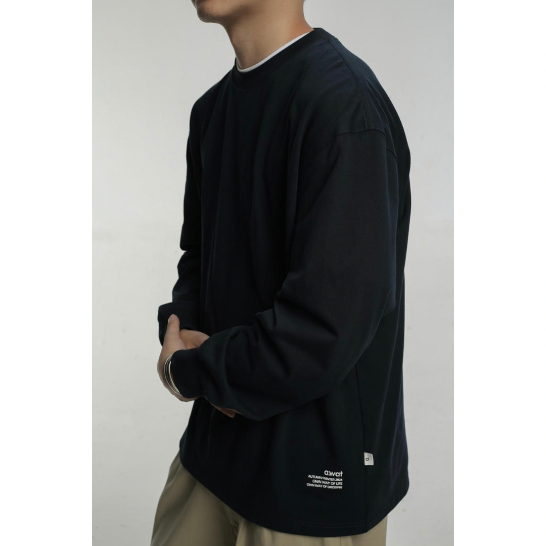 コットンポリ ヘムロゴプリント 長袖Tシャツ N793