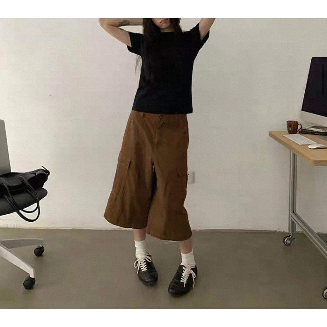 ミニヘリンボーン ワイド クロップドパンツN510