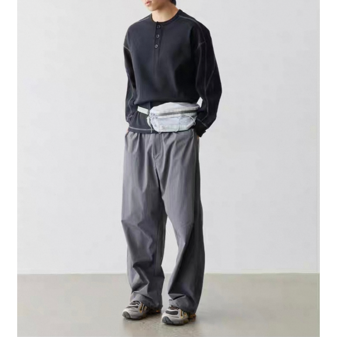 ポリエステル ワッフルヘンリーネック 長袖Tシャツ N583