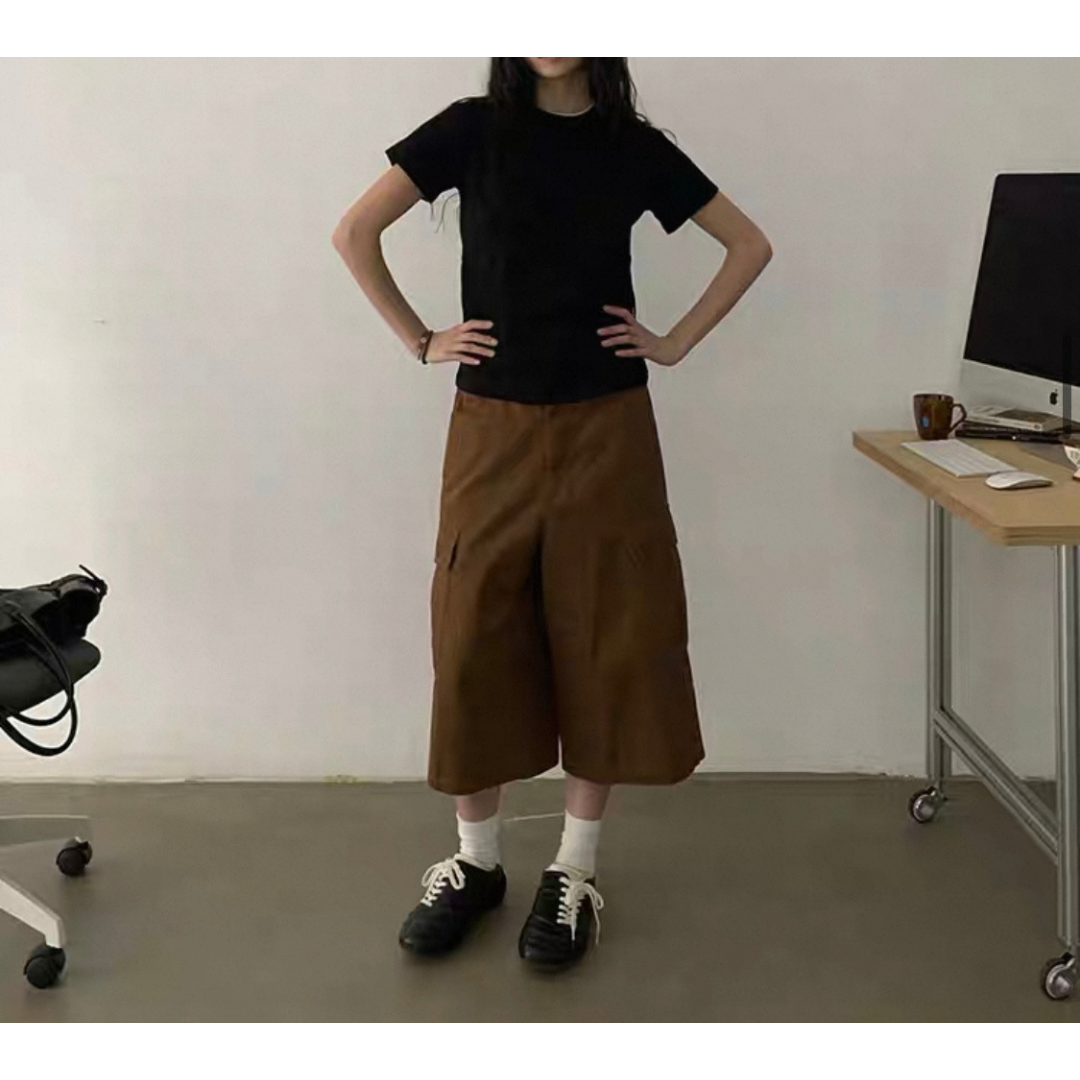 ミニヘリンボーン ワイド クロップドパンツN510