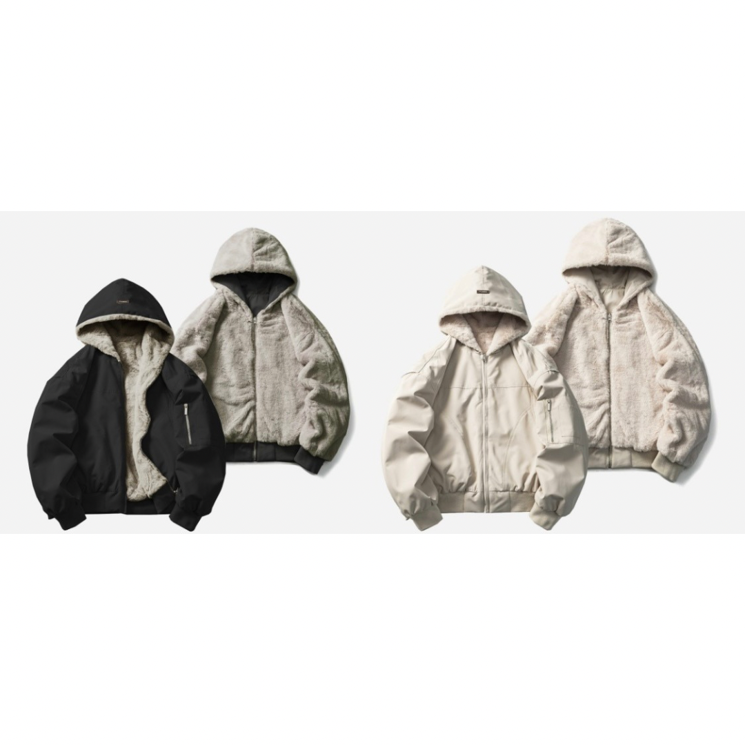 リバーシブル ファーフリース ジャケット N979