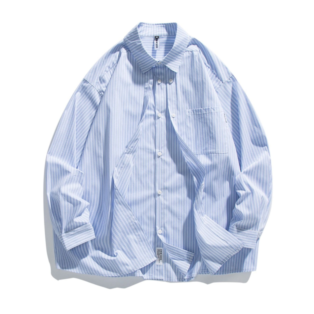 Double placket striped shirt N278
