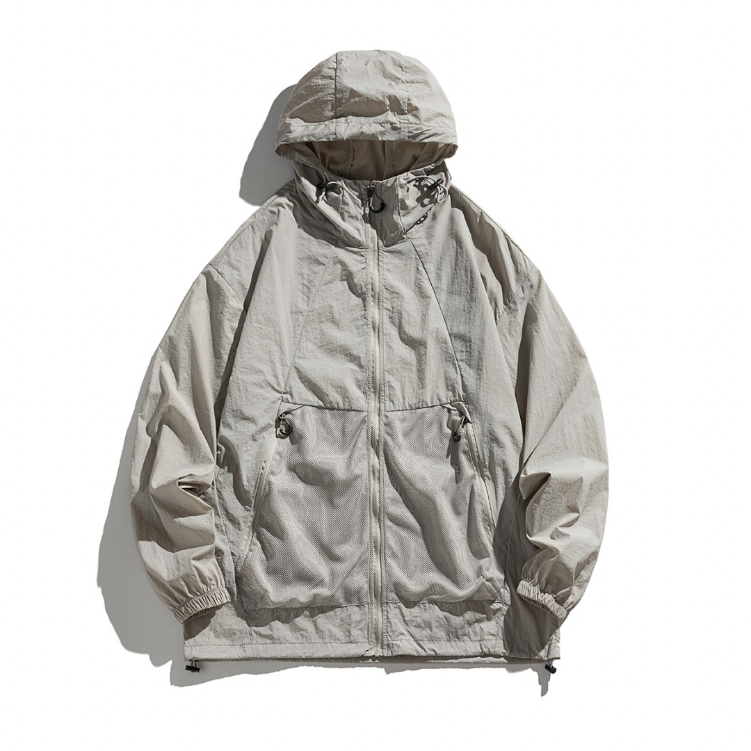 Lightweight nylon hooded jacket N091