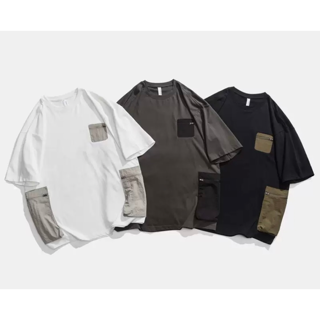 バイカラー ポケット付き Tシャツ N1238