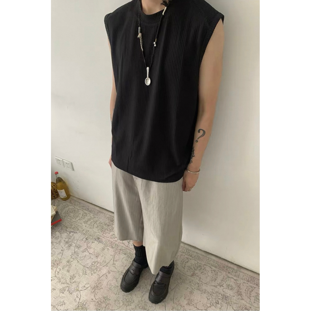 カットオフ ストレッチ ワイドクロップドパンツ N509