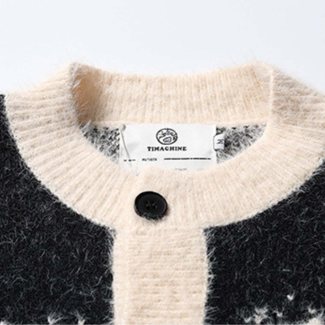 Shaggy knit paint-like cardigan C034