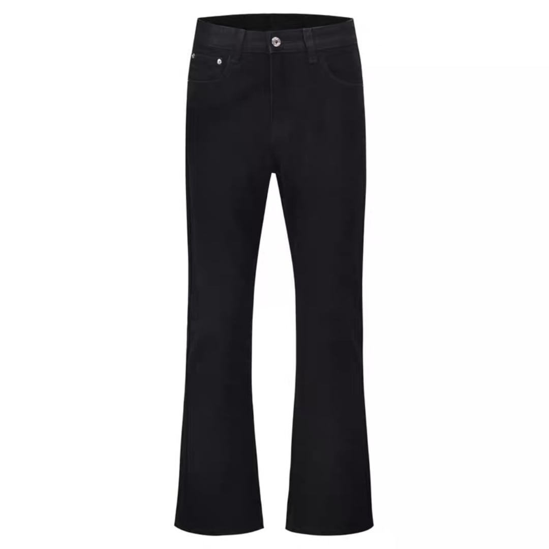 Black denim slim semi-flare pants C263