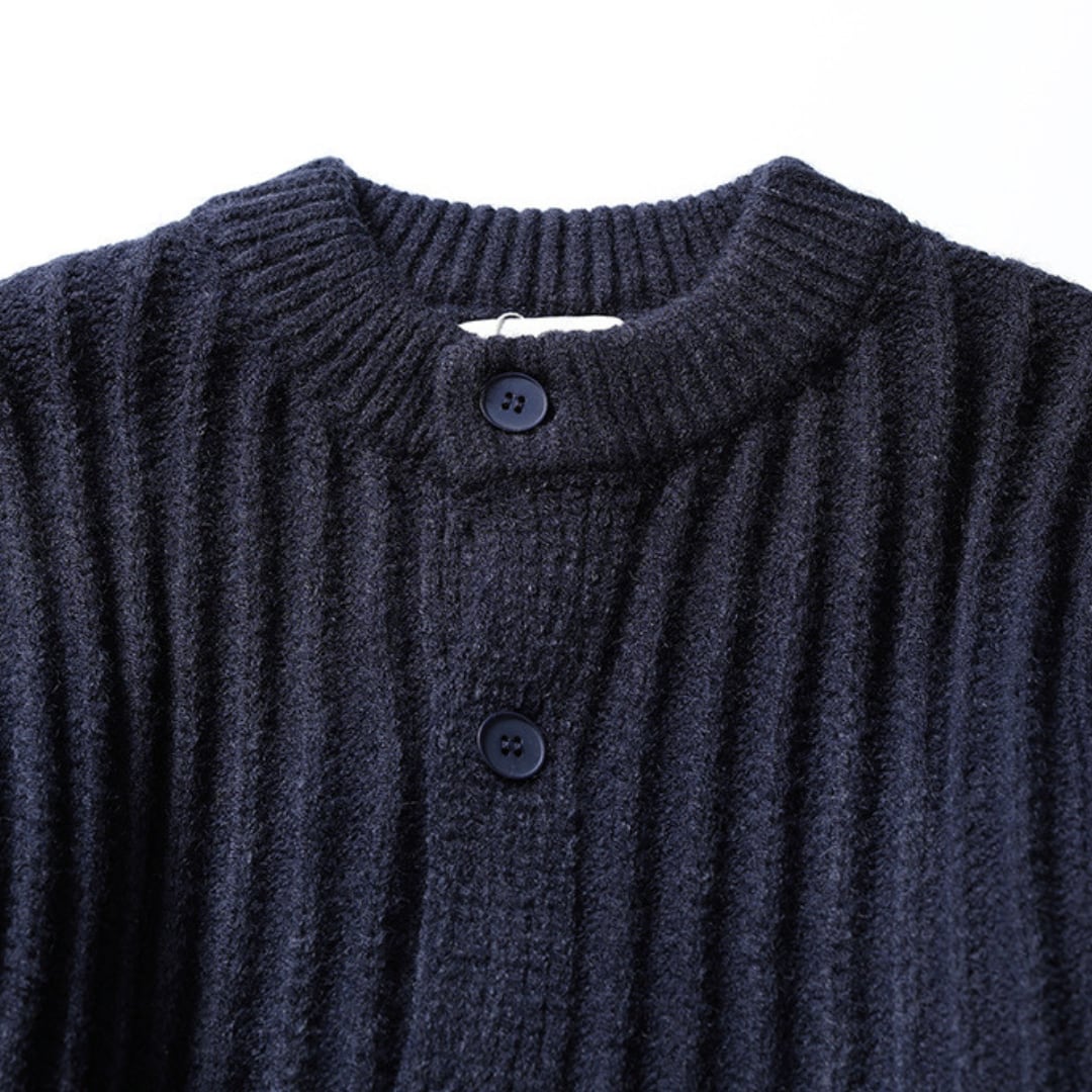 Ribbed crew neck cardigan B845