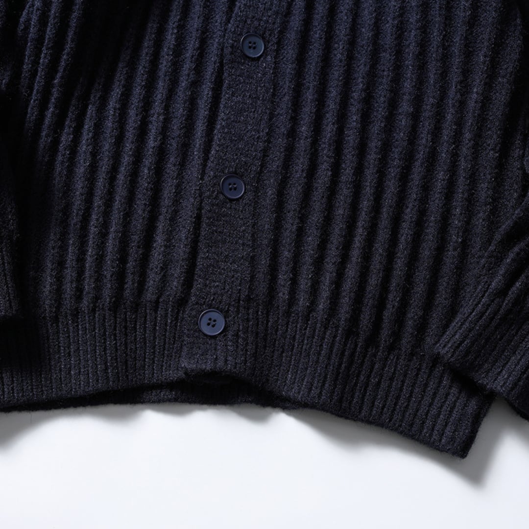 Ribbed crew neck cardigan B845