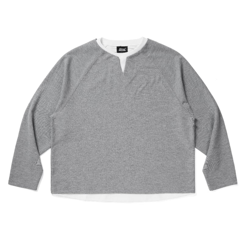 ワッフル ヘンリーネック 長袖Tシャツ B515